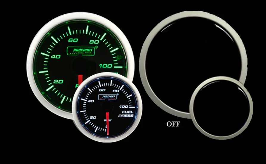 2-1/16" Green/White Fuel Pressure Gauge - Image 4