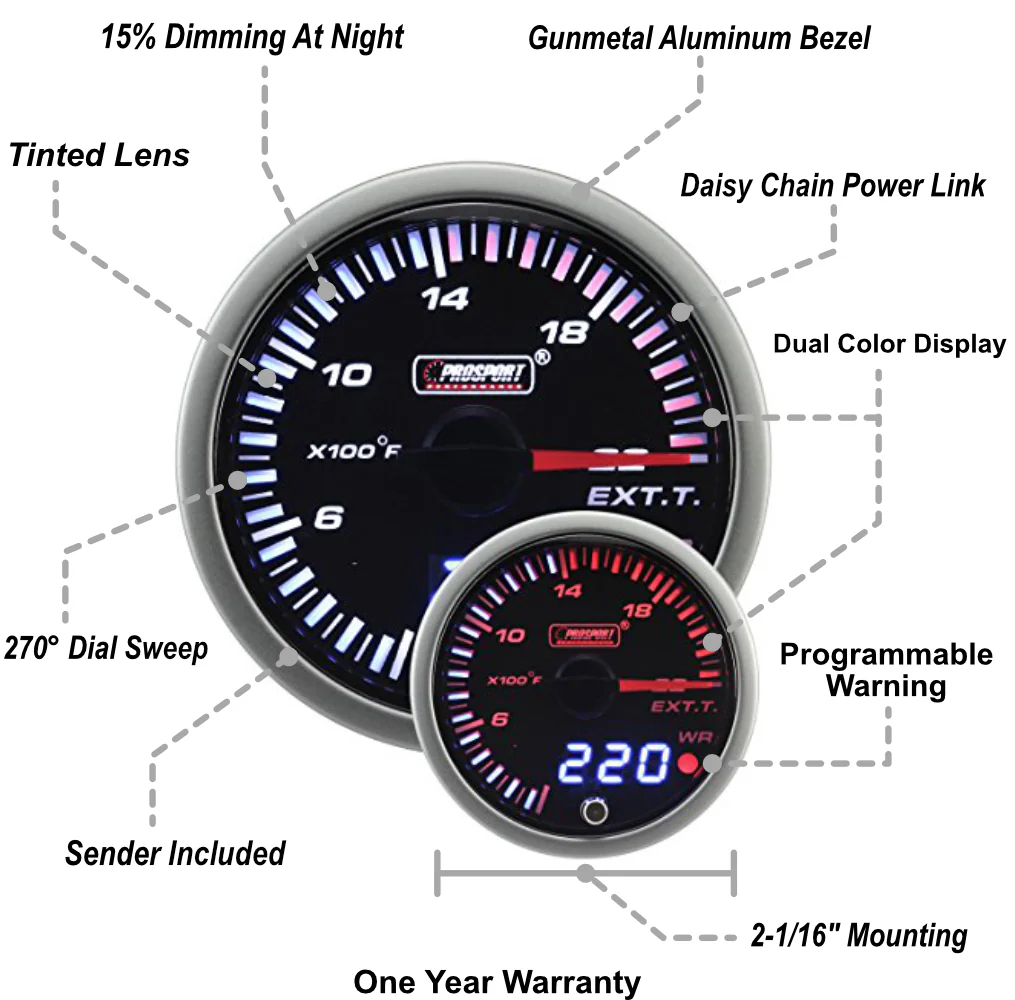 2-1/16" JDM Electrical Exhaust Gas Temperature Gauge - Image 3