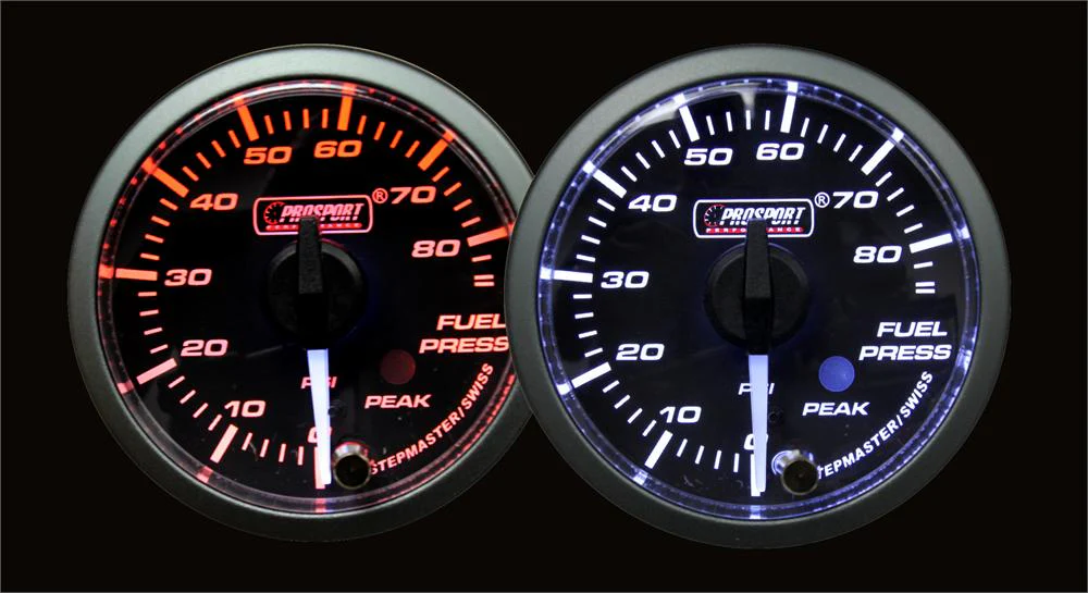 2-1/16" Premium White Pointer Clear Lens Amber/White Fuel Pressure Gauge - Image 3
